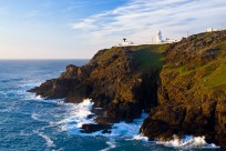 Pendeen, Lighthouse, sunset, cornwall, coast, waves
